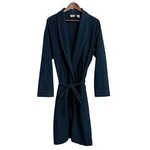 LL Bean robe men's large navy blue casual lounge pajamas bath belted vintage